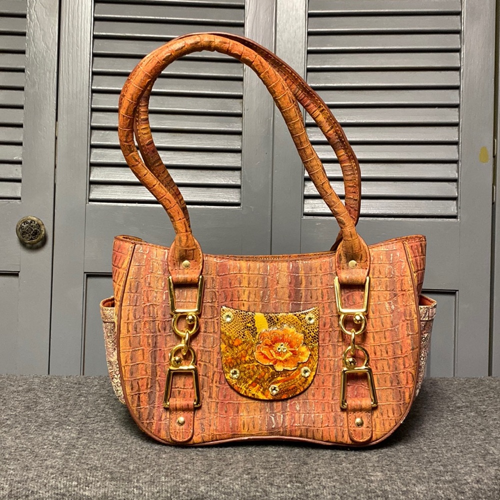 Debbie Brooks Peach Flower Satchel- New